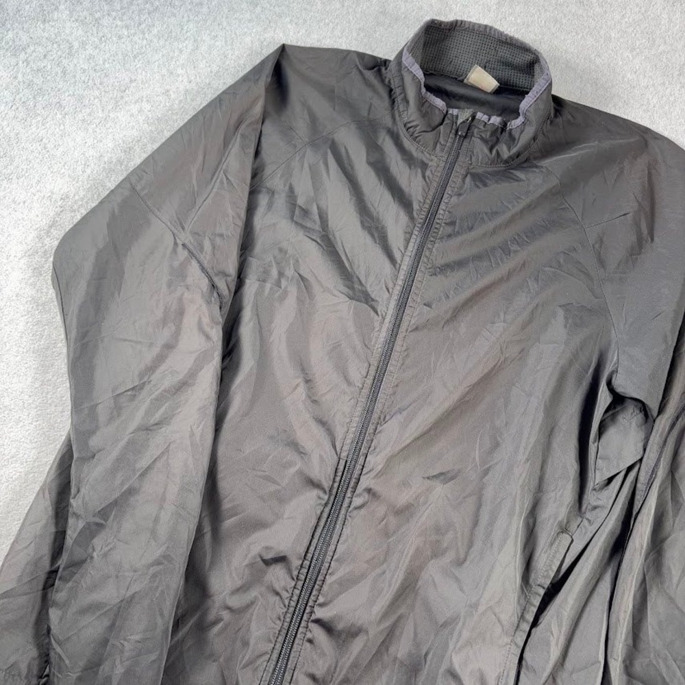 Nike Windbreaker Jacket Mens L Black Solid FIT STORM Full Zip Mock Neck Running
